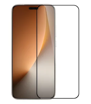 Smartphone with a curved-edge screen protector outline placed over the display, showing alignment margins.