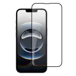 Front view of a smartphone with a transparent screen protector outline aligned to the screen, ready to apply.