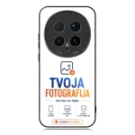 White smartphone mockup showing the 'TVOJA FOTOGRAFIJA' app splash with a camera badge and call-to-action button below the logo.