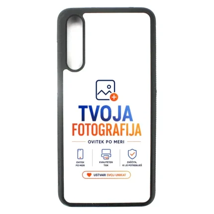 Phone case showing TVOJA FOTOGRAFIJA branding and a row of service icons on a white background.