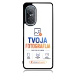 Phone case mockup featuring the logo 'TVOJA FOTOGRAFIJA' and service icons for customized photography.