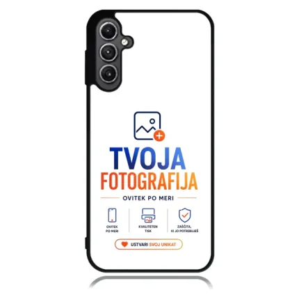Phone case displaying the TVOJA FOTOGRAFIJA logo and tagline on a white background.