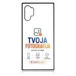Phone screen showing the TVOJ A FOTOGRAFIJA logo and a red-orange heart button labeled USTVARI SVOJ UNIKAT.