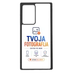 Phone case featuring TVOJA FOTOGRAFIJA branding with blue and orange text and small icons at bottom.