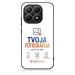 Smartphone screen showing TVOJA FOTOGRAFIJA branding with service icons and a call-to-action button.