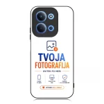 Smartphone screen displaying an ad for 'TVOJA FOTOGRAFIJA' with a photo icon and feature icons, inviting users to customize their unique look.