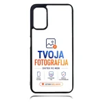 Phone case showing TVOJA FOTOGRAFIJA branding with a white background and an orange call-to-action button at the bottom.