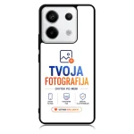 Smartphone case featuring TVOJA FOTOGRAFIJA branding and logo, with slogan beneath and icons at the bottom of white background.