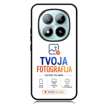 Smartphone screen showing a photography app splash with a four-lens camera graphic and the text 'Tvoja Fotografija' plus a 'Create your unique' button.