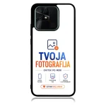 Phone case showing TVOJA FOTOGRAFIJA branding with slogan and three service icons at the bottom.