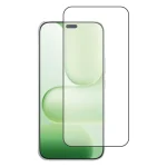 Smartphone overlaid with a clear screen protector alignment outline, showing rounded corners and cutouts at the top.