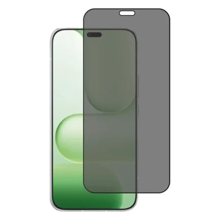 Smartphone with a curved-edged screen protector laid over the display, partially overlapping the screen.