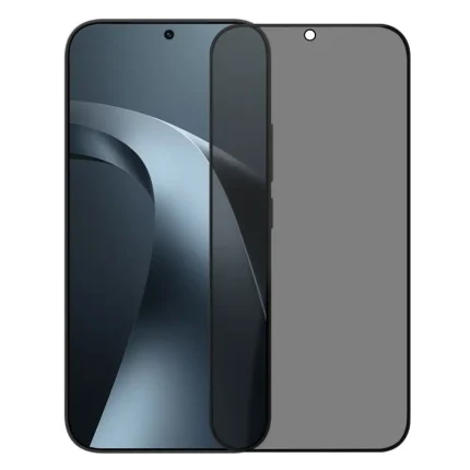 Two black smartphones with rounded corners overlap, showing a near bezel-less screen and a punch-hole front camera at the top center.