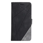 Elegantna_flip_line_torbica-Samsung_Galaxy_S26_FE-crna-2 | Poceni-Ovitki.si Black leather phone wallet case with geometric panel stitching