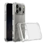 Clear protective phone case for a smartphone with a triple-camera setup, shown on a white background (back and side views).